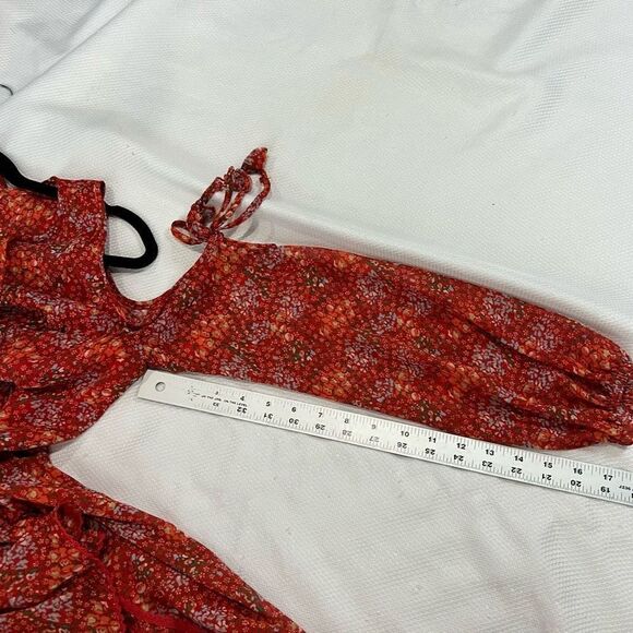 Rebecca Minkoff Red Floral Cold Shoulder Flowy Dress - Picture 7 of 10